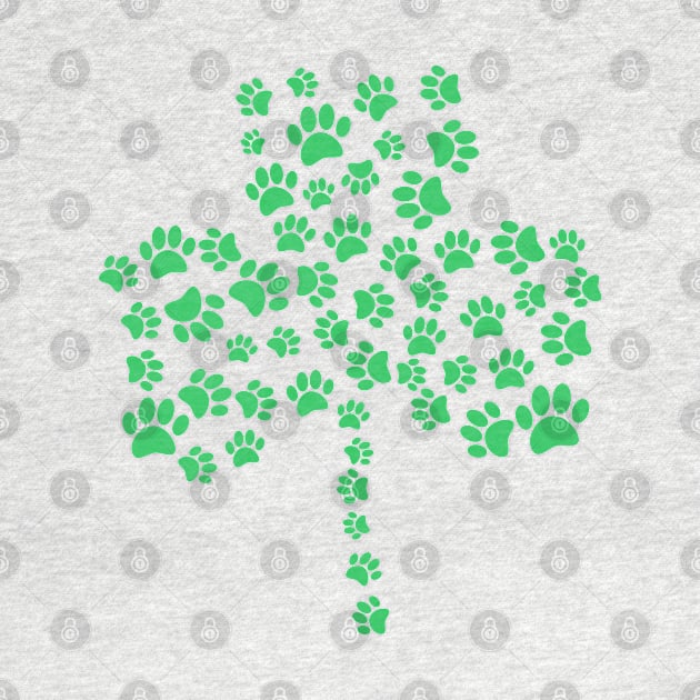 Dog Paw Print Shamrock by Braznyc